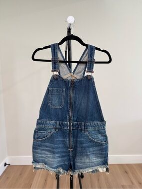 NWOT Free People We The Free Sunkissed Denim Shortalls Zipper Front